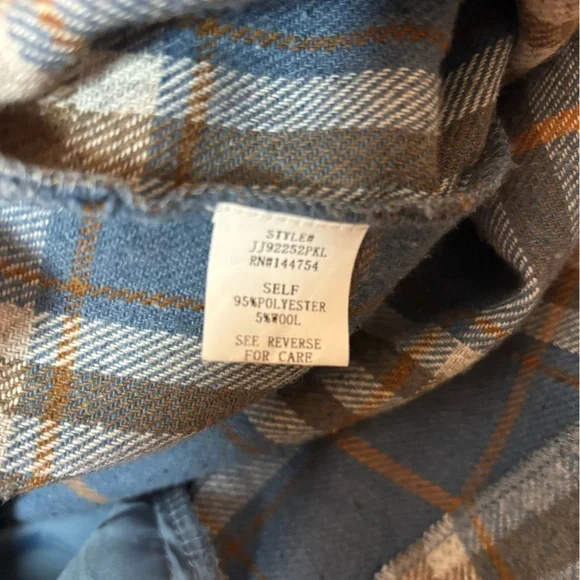 Pink Lily Blue and Tan Plaid Utility Jacket - Picture 5 of 8